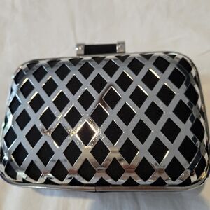 Silver and Black Geometric Clutch